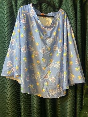 Modcloth Light Blue Bicycle & Floral SKIRT 1x